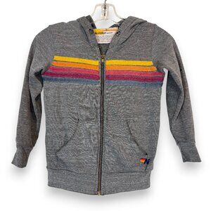 Aviator Nation Kids Stripe Hoodie Jacket Gray 8